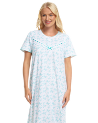 Butterfly Print 100% Cotton Jersey Short Sleeve Nightdress