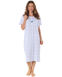 Butterfly Print 100% Cotton Jersey Short Sleeve Nightdress