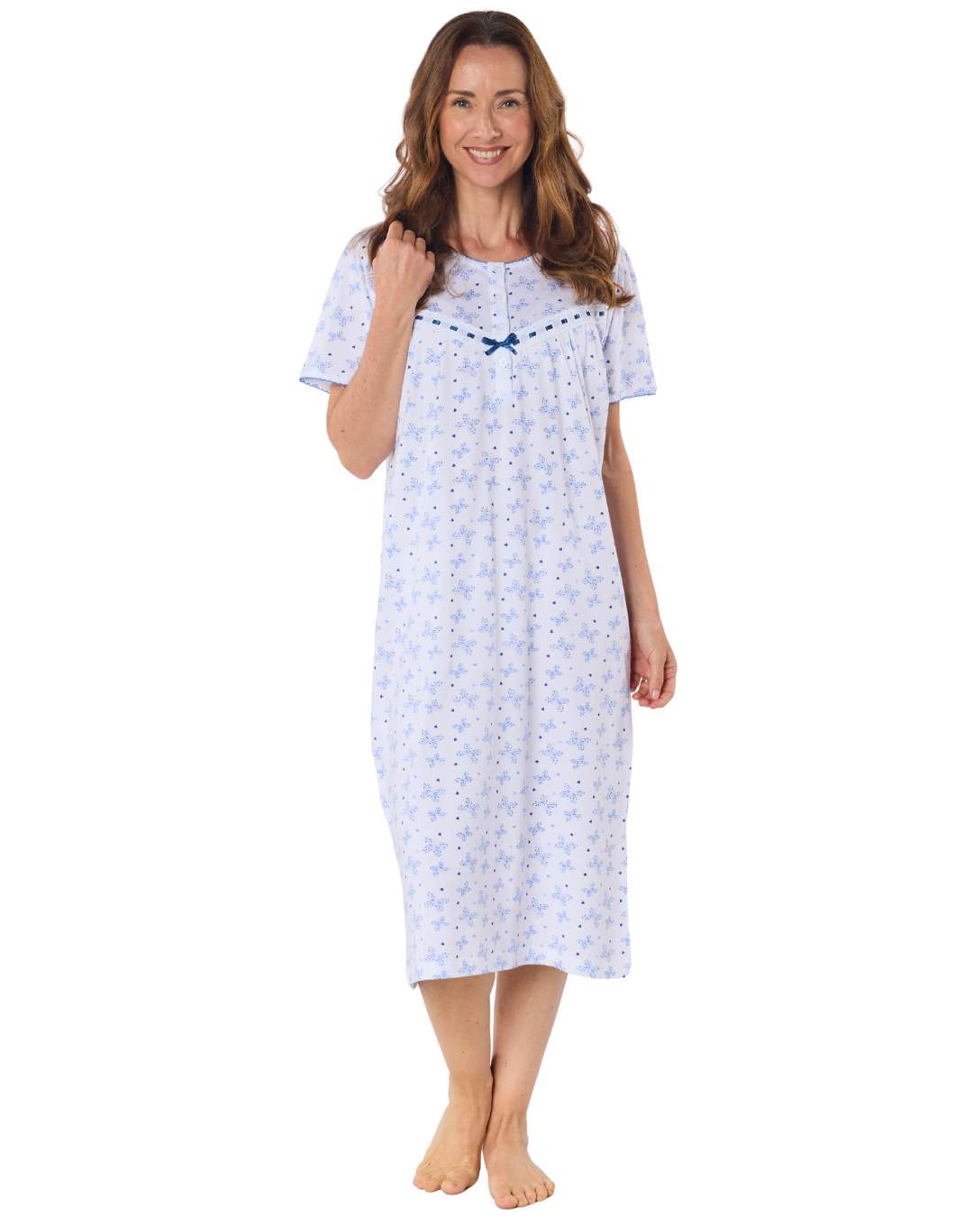 Butterfly Print 100% Cotton Jersey Short Sleeve Nightdress