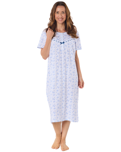 Butterfly Print 100% Cotton Jersey Short Sleeve Nightdress
