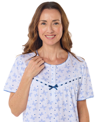 Butterfly Print 100% Cotton Jersey Short Sleeve Nightdress