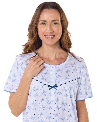 Butterfly Print 100% Cotton Jersey Short Sleeve Nightdress