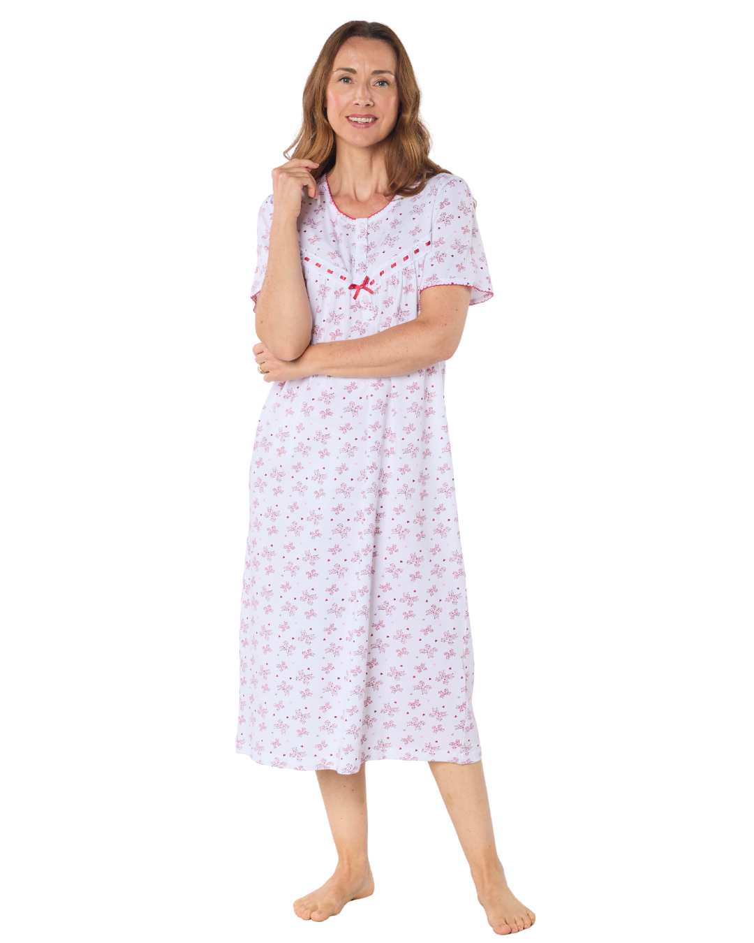 Butterfly Print 100% Cotton Jersey Short Sleeve Nightdress