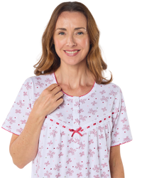 Butterfly Print 100% Cotton Jersey Short Sleeve Nightdress