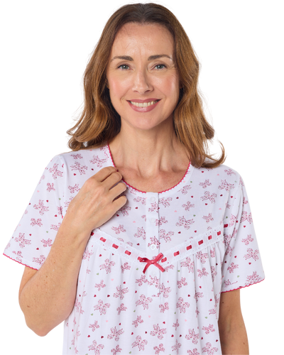 Butterfly Print 100% Cotton Jersey Short Sleeve Nightdress