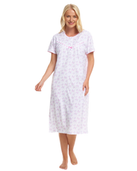 Butterfly Print 100% Cotton Jersey Short Sleeve Nightdress