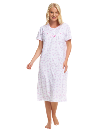 Butterfly Print 100% Cotton Jersey Short Sleeve Nightdress