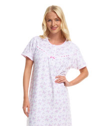 Butterfly Print 100% Cotton Jersey Short Sleeve Nightdress