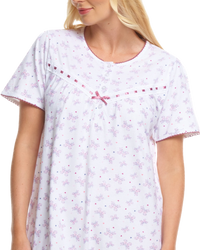 Butterfly Print 100% Cotton Jersey Short Sleeve Nightdress