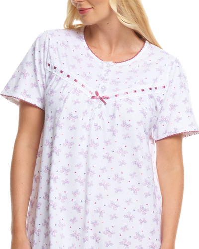 Butterfly Print 100% Cotton Jersey Short Sleeve Nightdress