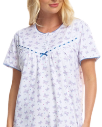 Butterfly Print 100% Cotton Jersey Short Sleeve Nightdress