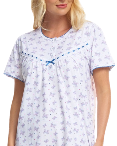 Butterfly Print 100% Cotton Jersey Short Sleeve Nightdress