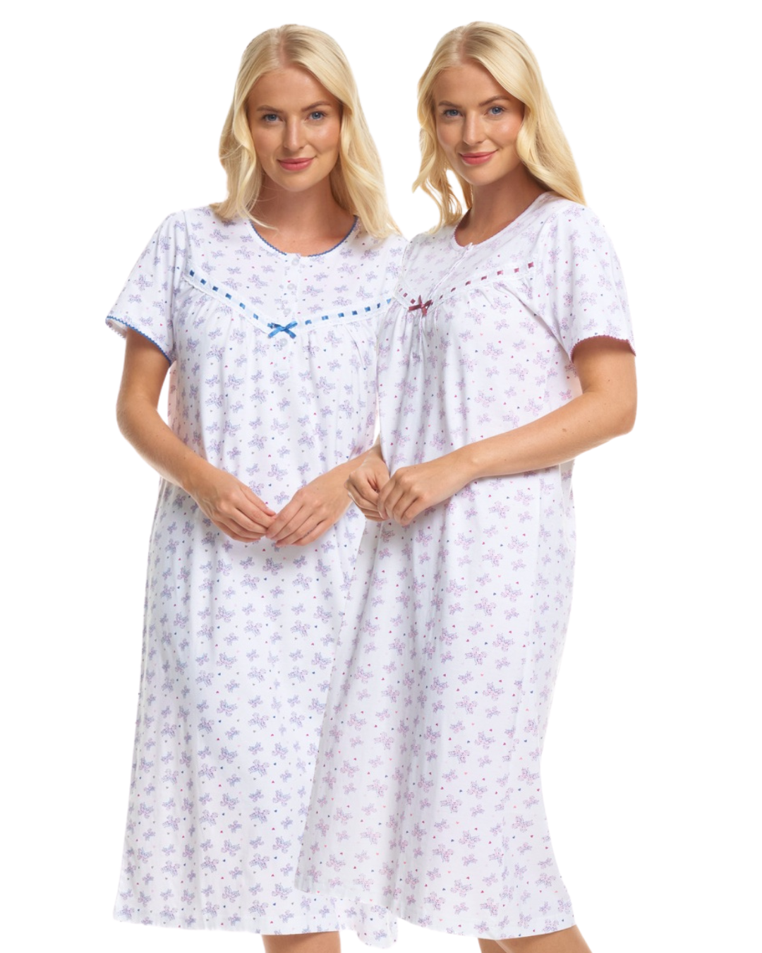 Butterfly Print 100% Cotton Jersey Short Sleeve Nightdress