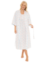 Women's Feather Print Lightweight Polycotton Wrap-over Dressing Gown