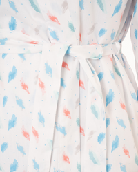 Women's Feather Print Lightweight Polycotton Wrap-over Dressing Gown