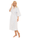 Women's Feather Print Lightweight Polycotton Wrap-over Dressing Gown