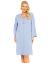 Women's Waffle Mid Weight Long Sleeve Mid Length Zip Dressing Gown with Front Pockets