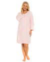 Women's Waffle Mid Weight Long Sleeve Mid Length Zip Dressing Gown with Front Pockets