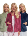 Women's Embossed Fleece Long Sleeve Zip Fastening Bed Jacket
