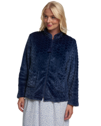 Women's Embossed Fleece Long Sleeve Zip Fastening Bed Jacket