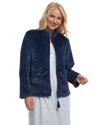 Women's Embossed Fleece Long Sleeve Zip Fastening Bed Jacket
