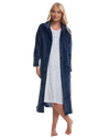 Women's Embossed Fleece Button Up Dressing Gown with Front Pockets
