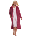 Women's Embossed Fleece Button Up Dressing Gown with Front Pockets