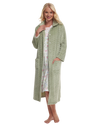 Women's Embossed Fleece Button Up Dressing Gown with Front Pockets