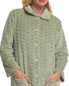 Women's Embossed Fleece Button Up Dressing Gown with Front Pockets