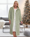 Women's Embossed Fleece Button Up Dressing Gown with Front Pockets