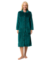 Women's Embossed Fleece Button Up Dressing Gown with Front Pockets