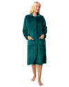 Women's Embossed Fleece Button Up Dressing Gown with Front Pockets