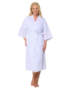 Women's Leaf Print Polycotton Lightweight 3/4 Sleeve Wrap Dressing Gown with Pockets