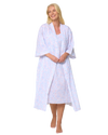 Women's Leaf Print Polycotton Lightweight 3/4 Sleeve Wrap Dressing Gown with Pockets