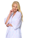 Women's Leaf Print Polycotton Lightweight 3/4 Sleeve Wrap Dressing Gown with Pockets