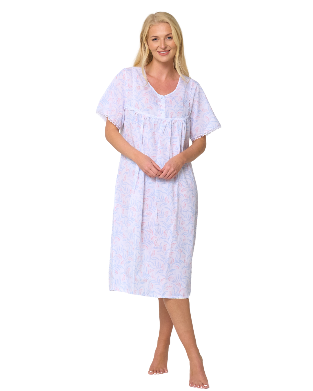 Leaf Print Short Sleeve Nightdress