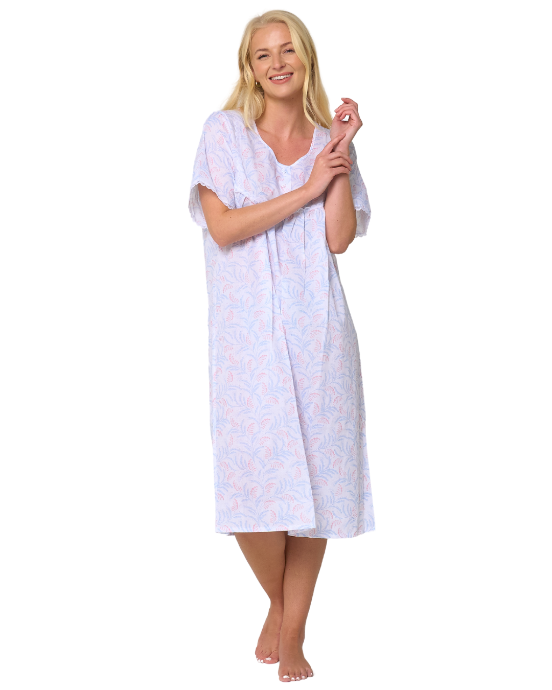 Leaf Print Short Sleeve Nightdress