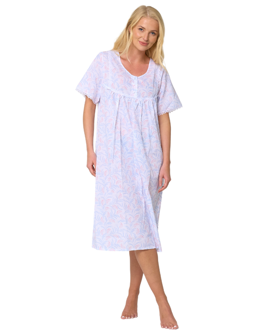 Leaf Print Short Sleeve Nightdress