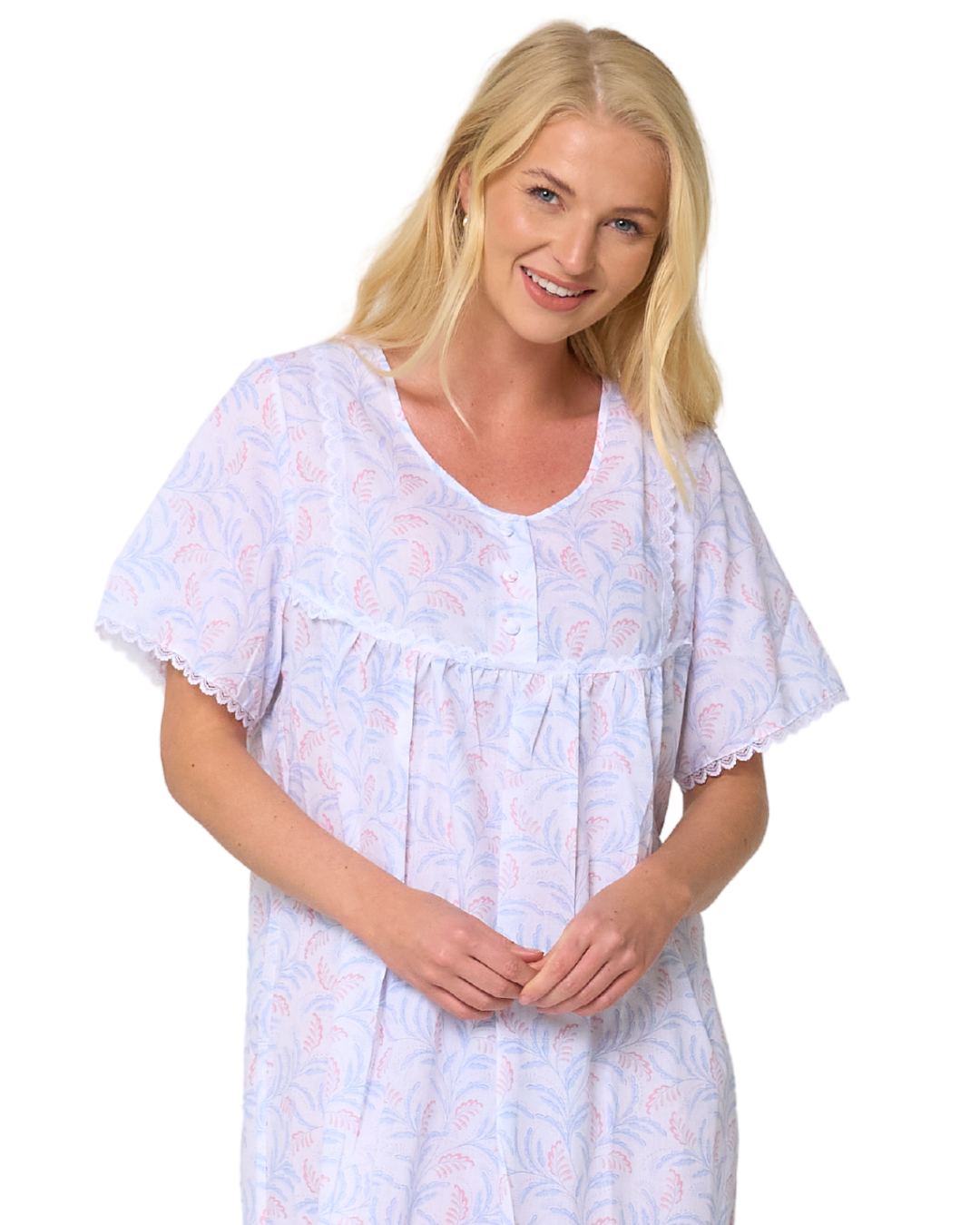 Leaf Print Short Sleeve Nightdress