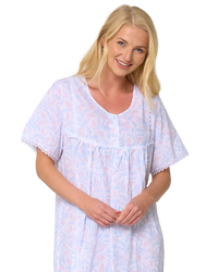 Leaf Print Short Sleeve Nightdress