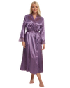 Women's Satin & Lace Wrapover Tie Waist Long Sleeve Dressing Gown