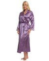 Women's Satin & Lace Wrapover Tie Waist Long Sleeve Dressing Gown