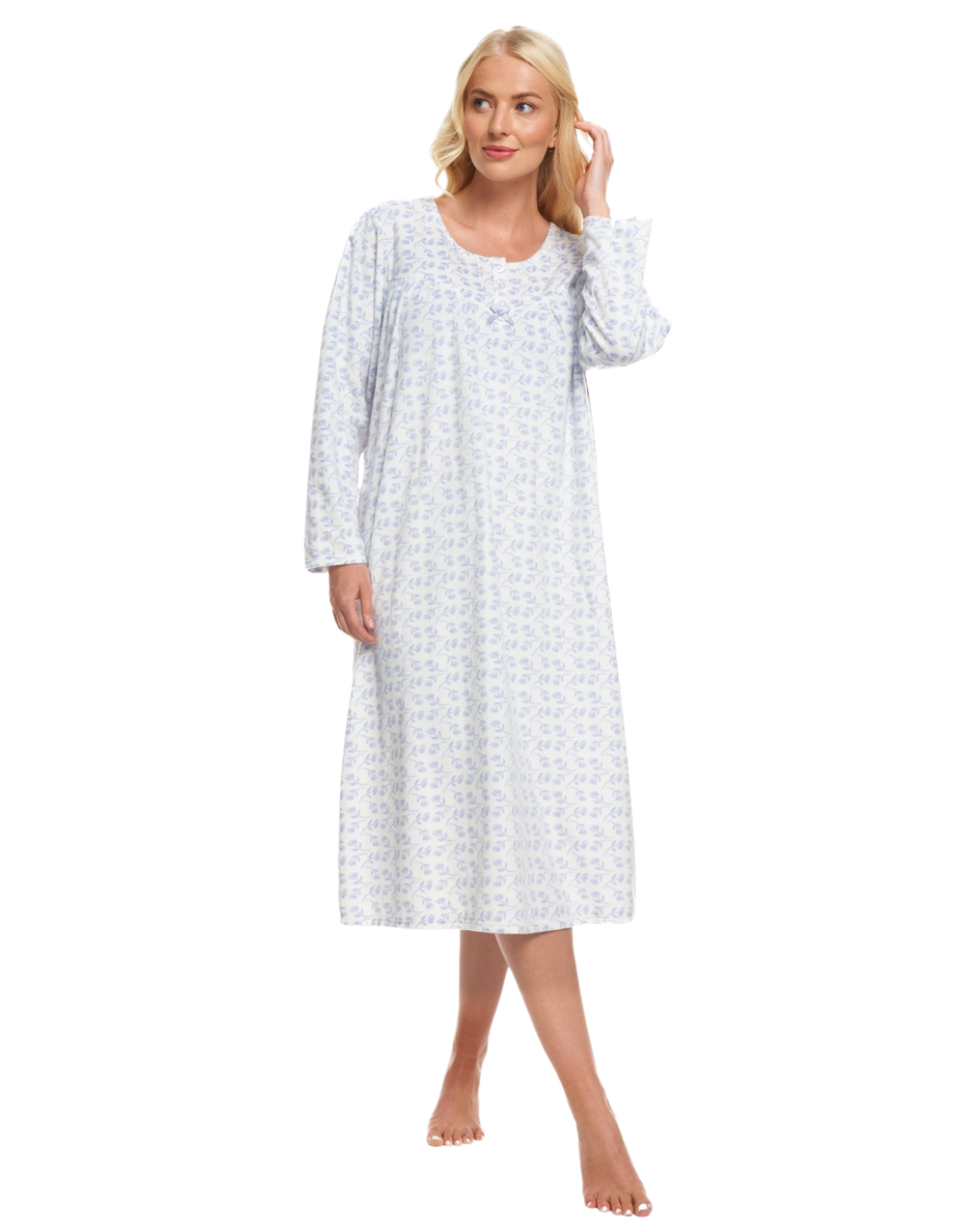 Long Sleeved Floral Fleece Nightdress