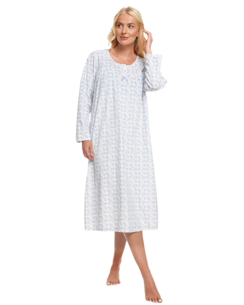 Long Sleeved Floral Fleece Nightdress