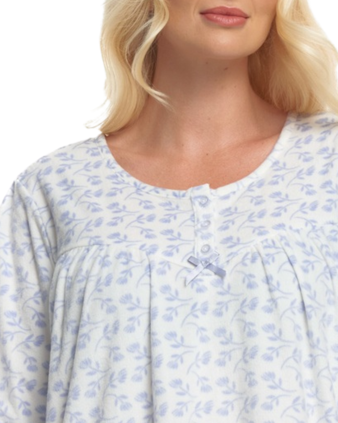 Long Sleeved Floral Fleece Nightdress