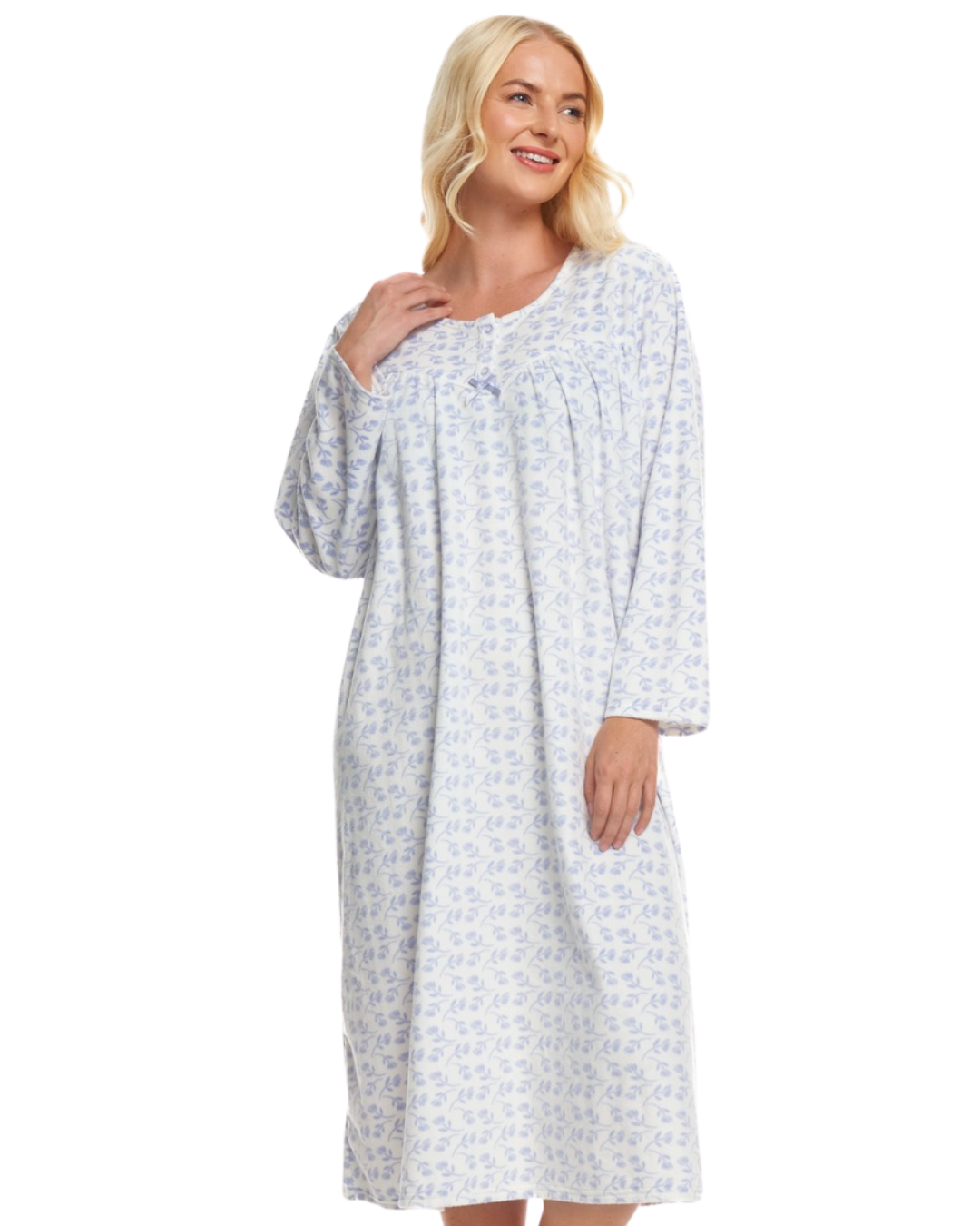 Long Sleeved Floral Fleece Nightdress