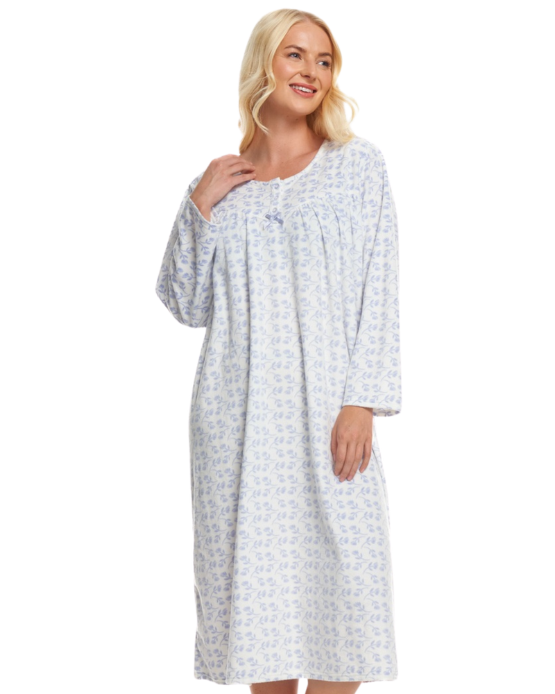 Long Sleeved Floral Fleece Nightdress