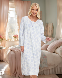 Long Sleeved Floral Fleece Nightdress
