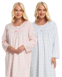 Long Sleeved Floral Fleece Nightdress