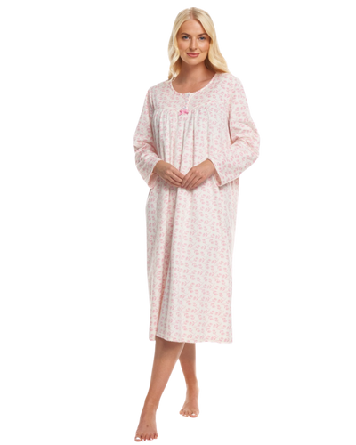 Long Sleeve Floral Fleece Nightdress